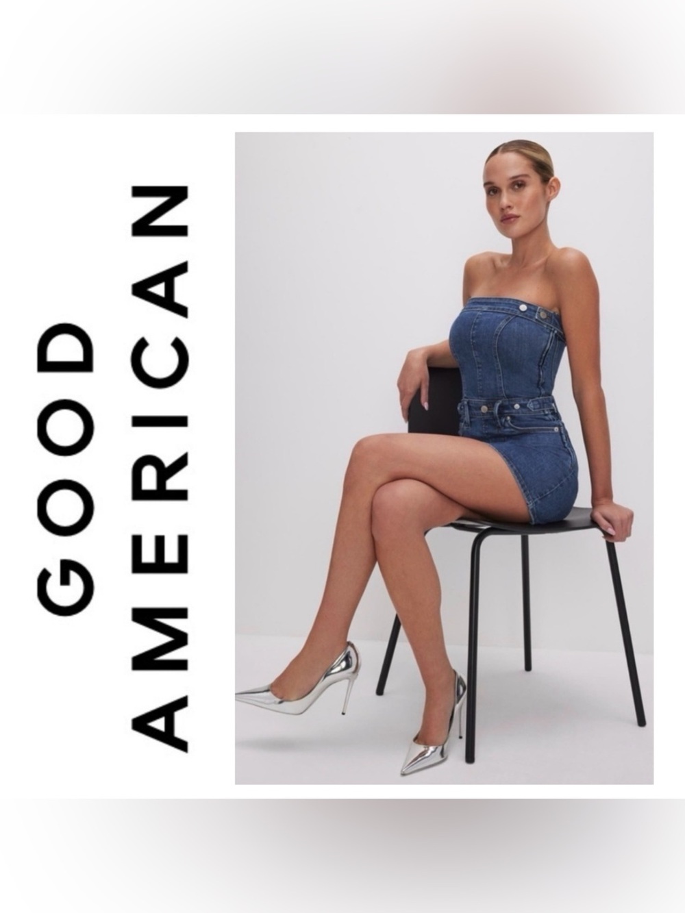 Good American Strapless Denim Mini Dress in Blue Size 2XL